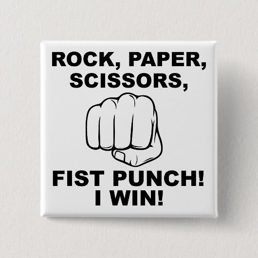 Rock Paper Scissors Fist Punch Funny Button Badge (Voorkant)