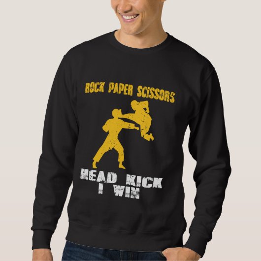 Rock Paper Scissors Head kick I Win Funny Gezegde Trui (Voorkant)