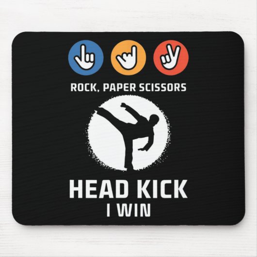 Rock Paper Scissors Headtrap Win Funny Taekwondo K Muismat (Voorkant)