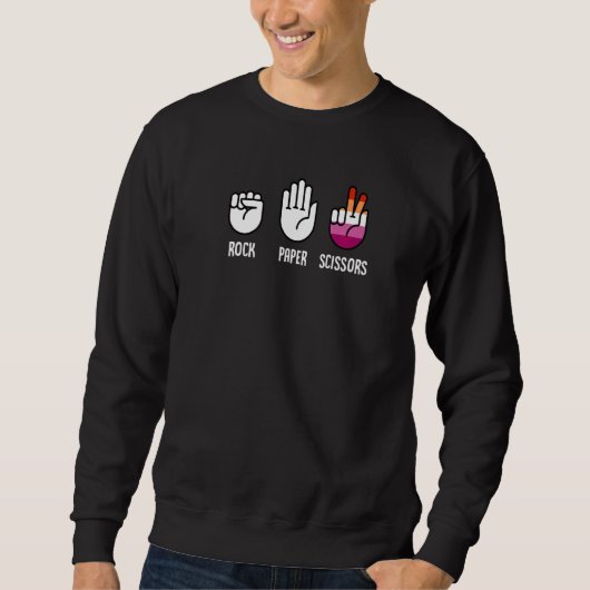 Rock Paper Scissors Lesbian Humor Joke Pride Match Trui (Voorkant)