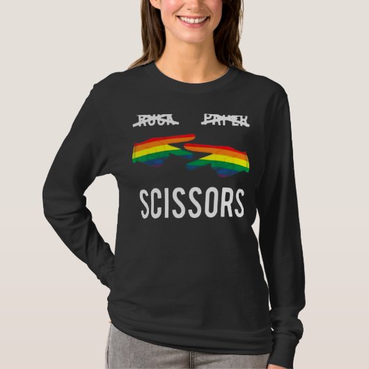 Rock Paper Scissors Lesbian Pride Rainbow Lgbt T-shirt (Voorkant)