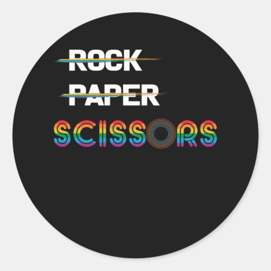 Rock Paper Scissors Lesbian Pride Ronde Sticker (Voorkant)