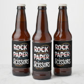 Rock Paper Scissors Lesbisch Grappig Gay Pride LGB Bier Etiket (Flessen)