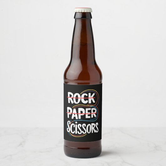 Rock Paper Scissors Lesbisch Grappig Gay Pride LGB Bier Etiket (Voorkant)