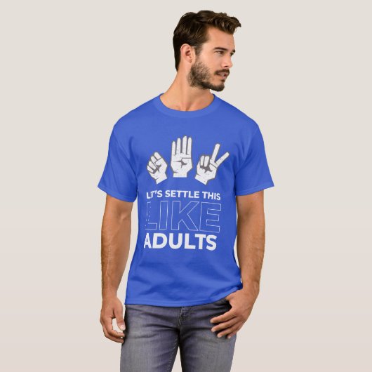 Rock Paper Scissors Like Adults retro T-shirt (Voorkant volledig)