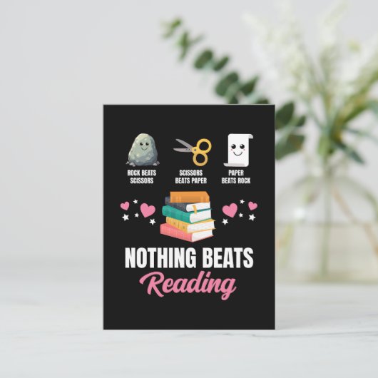 Rock Paper Scissors Niets is beter dan lezen Feestdagenkaart (Staand voorkant)