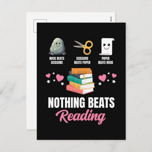 Rock Paper Scissors Niets is beter dan lezen Feestdagenkaart (Voorkant / Achterkant)