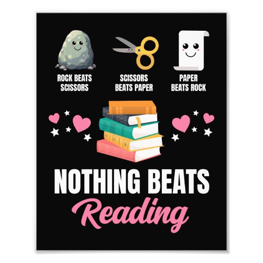 Rock Paper Scissors Niets is beter dan lezen Foto Afdruk (Voorkant)
