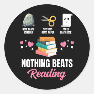 Rock Paper Scissors Niets is beter dan lezen Ronde Sticker