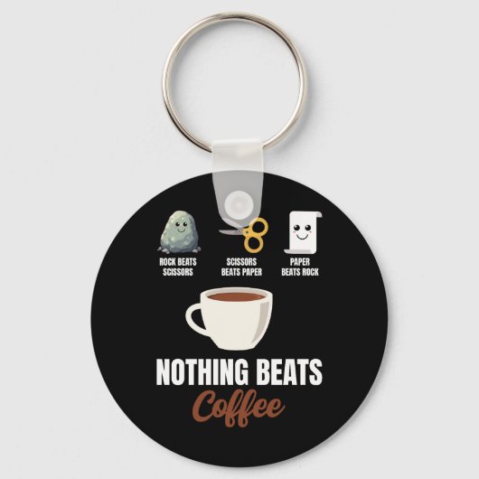 Rock Paper Scissors Niets Verslaat Koffie Sleutelhanger (Voorkant)