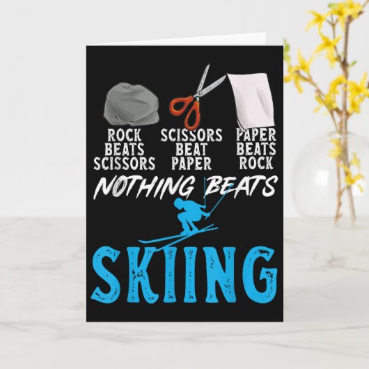 Rock Paper Scissors Nothing Beats Skiing _1  Kaart (Gele Bloem)