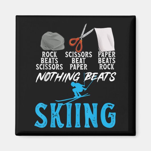 Rock Paper Scissors Nothing Beats Skiing _1  Magneet (Voorkant)