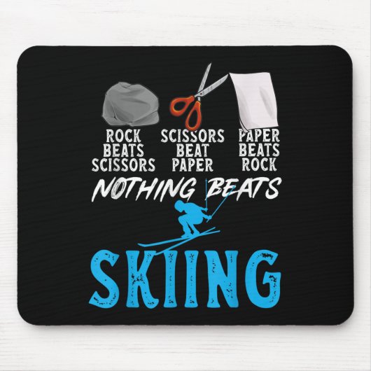 Rock Paper Scissors Nothing Beats Skiing _1 Muismat (Voorkant)