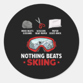 Rock Paper Scissors Nothing Beats Skiing Ronde Sticker (Voorkant)