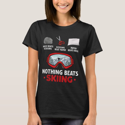 Rock Paper Scissors Nothing Beats Skiing T-shirt (Voorkant)