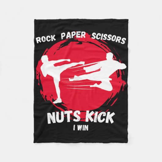 Rock Paper Scissors Nuts Kick Win Funny Taekwondo Fleece Deken (Voorkant)