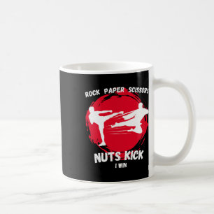 Rock Paper Scissors Nuts Kick Win Funny Taekwondo Koffiemok
