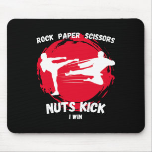 Rock Paper Scissors Nuts Kick Win Funny Taekwondo Muismat