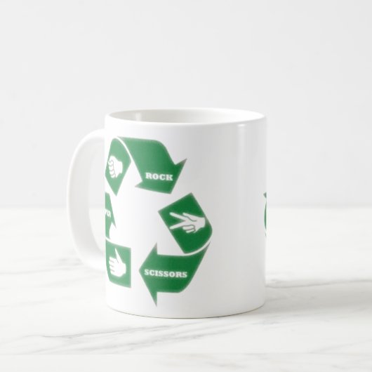 Rock Paper Scissors ~ Recyclen! Mok (Voorkant links)