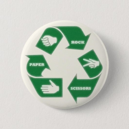 Rock Paper Scissors~ Recyclen! Pin Button (Voorkant)