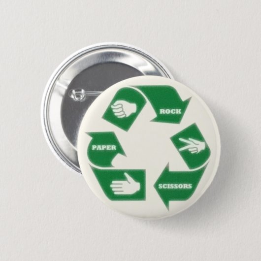 Rock Paper Scissors~ Recyclen! Pin Button (Voorkant /achterkant)