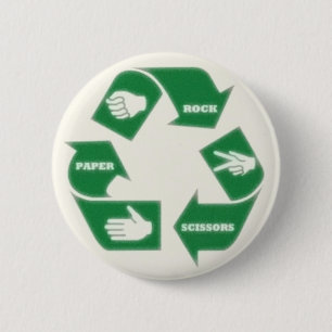 Rock Paper Scissors~ Recyclen! Pin Button