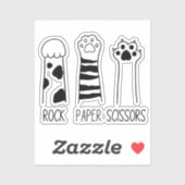 Rock Paper Scissors Schattige Cat Paws Funny Sticker (Vel)