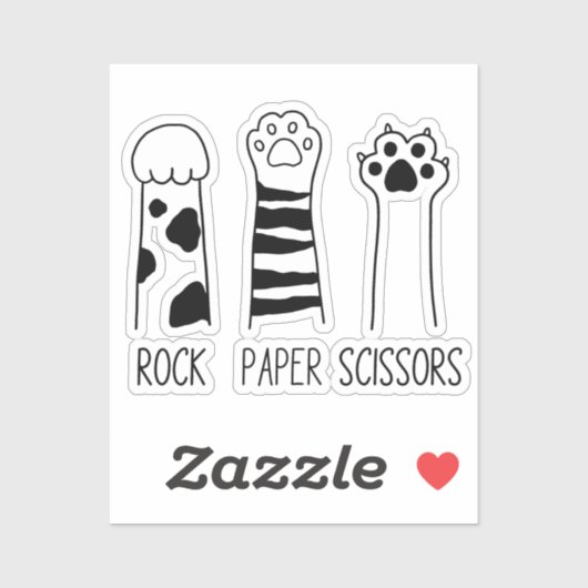 Rock Paper Scissors Schattige Cat Paws Funny Sticker (Vel)