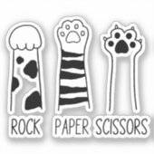 Rock Paper Scissors Schattige Cat Paws Funny Sticker (Voorkant)