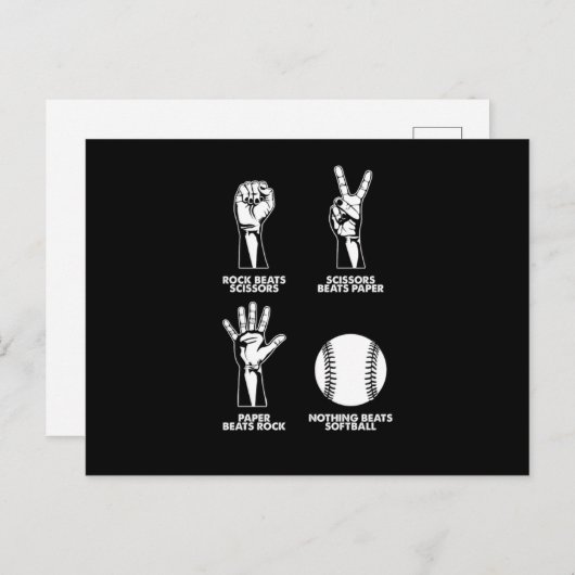Rock Paper Scissors Softball Pitcher Catcher Gift Briefkaart (Voorkant / Achterkant)