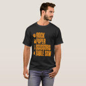 Rock Paper Scissors Table Saw Carpenter T-shirt (Voorkant volledig)