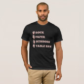 Rock Paper Scissors Table Saw Funny Carpenter T-shirt (Voorkant volledig)