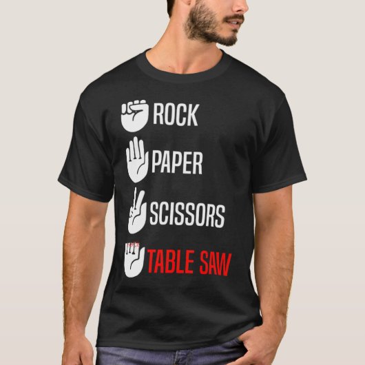 Rock Paper Scissors Table Saw Funny donut astronau T-shirt (Voorkant)
