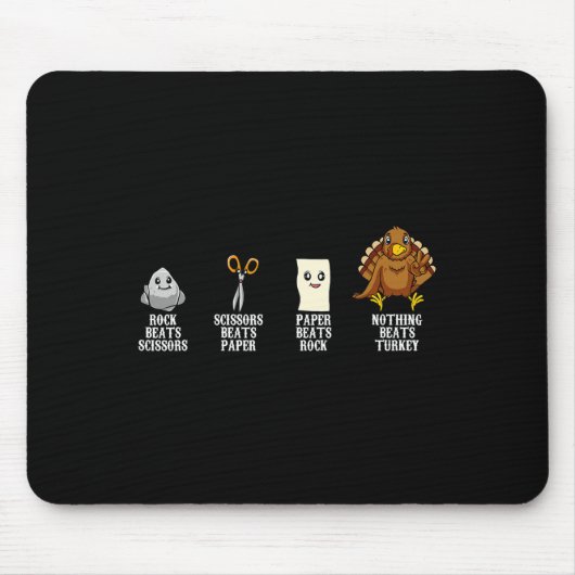 Rock Paper Scissors Thanksgiving Day Turkije Herfs Muismat (Voorkant)