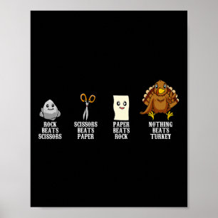 Rock Paper Scissors Thanksgiving Day Turkije Herfs Poster