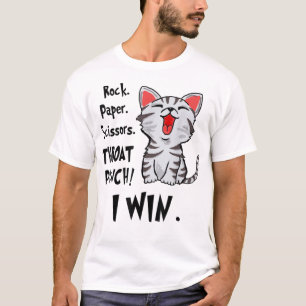 Rock Paper Scissors Throat Punch I Win Cat F T-shirt