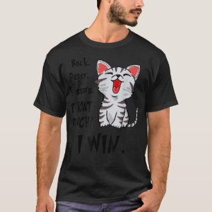 Rock Paper Scissors Throat Punch I Win Cat F T-shirt