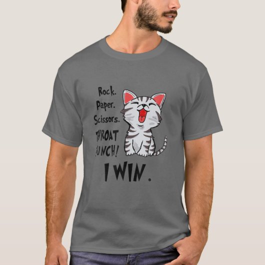Rock Paper Scissors Throat Punch I Win Catt Funny T-shirt (Voorkant)