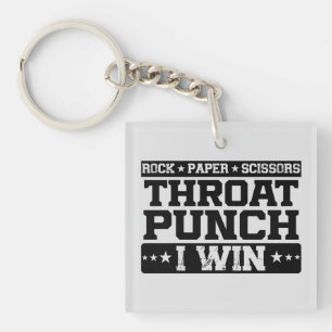 Rock Paper Scissors Throat Punch I Win, Funny Sleutelhanger