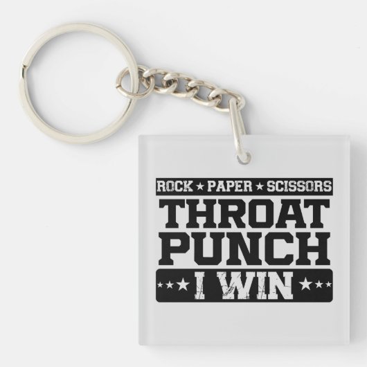 Rock Paper Scissors Throat Punch I Win, Funny Sleutelhanger (Voorkant)