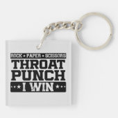Rock Paper Scissors Throat Punch I Win, Funny Sleutelhanger (Achterkant)