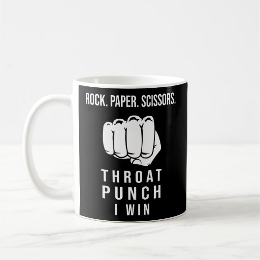 Rock Paper Scissors Throat Punch I Win Koffiemok (Links)