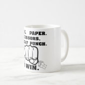 Rock Paper Scissors Throat Punch I Win Koffiemok (Voorkant rechts)