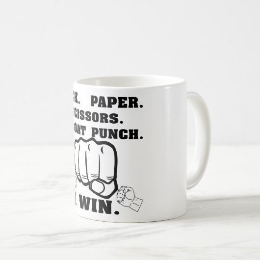 Rock Paper Scissors Throat Punch I Win Koffiemok (Voorkant rechts)