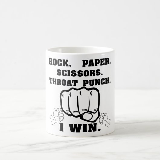 Rock Paper Scissors Throat Punch I Win Koffiemok (Center)
