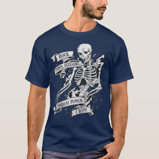 Rock Paper Scissors Throat Punch I Win Skeleton T-shirt