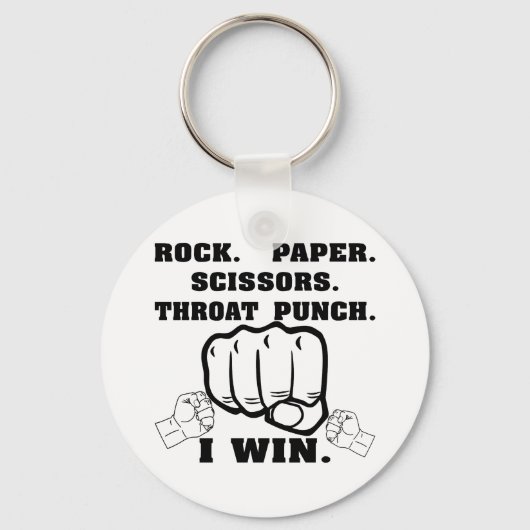 Rock Paper Scissors Throat Punch I Win Sleutelhanger (Voorkant)