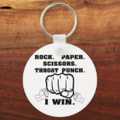Rock Paper Scissors Throat Punch I Win Sleutelhanger (Voorkant)