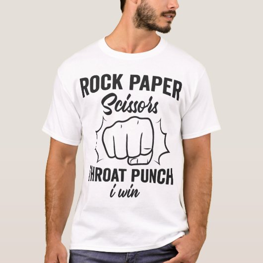 Rock Paper Scissors Throat Punch I Win T-shirt (Voorkant)