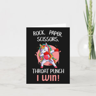 Rock Paper Scissors Throat Punch I Win Unicorn Box Kaart